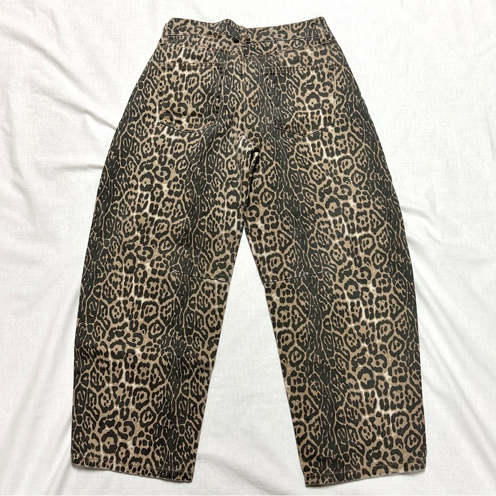 Ashley Mason Leopard Barrel Jeans High Rise Animal Print Denim Size 25 Y2K - Picture 3 of 10